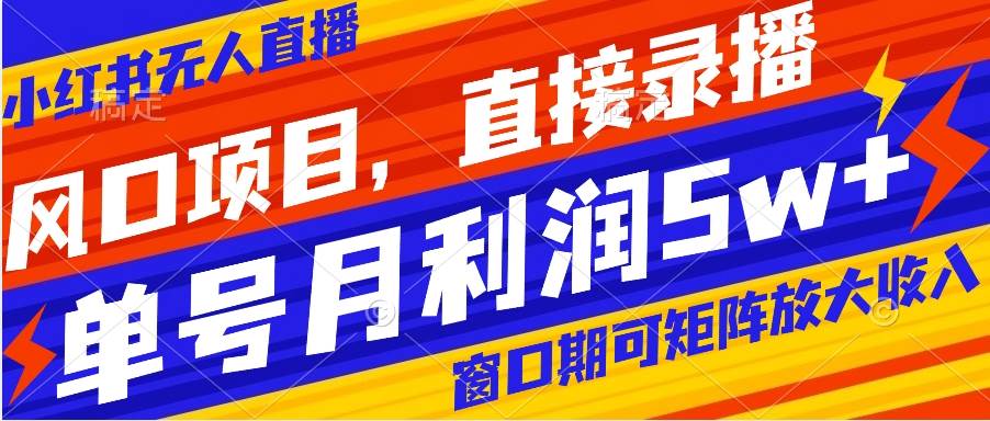 （8196期）风口项目，小红书无人直播带货，直接录播，可矩阵，月入5w+-问小徐资源库