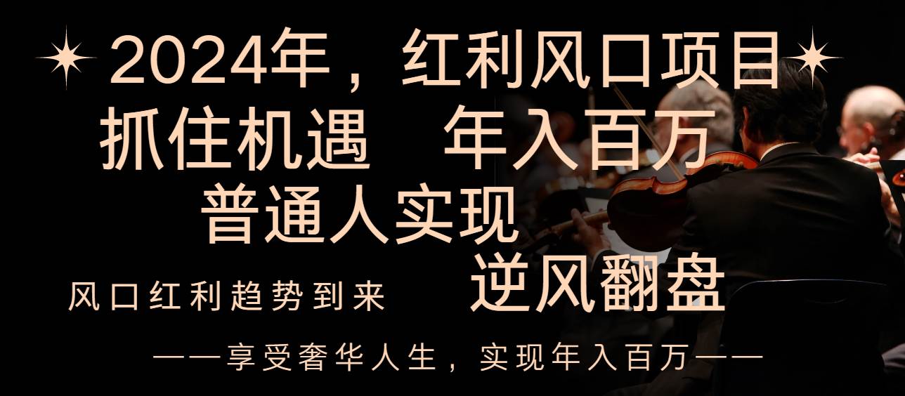 （8418期）2024红利风口项目来袭，享受第一波红利，逆风翻盘普通人也能实现，年入百万-问小徐资源库