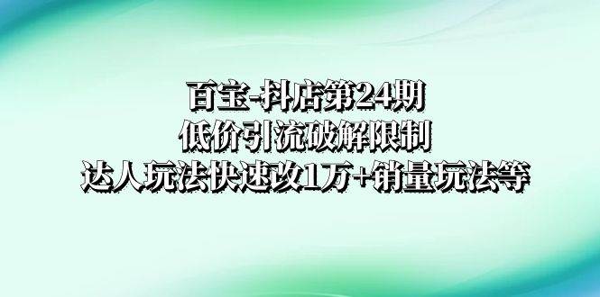 （8178期）百宝-抖店第24期：低价引流破解限制，达人玩法快速改1万+销量玩法等-问小徐资源库