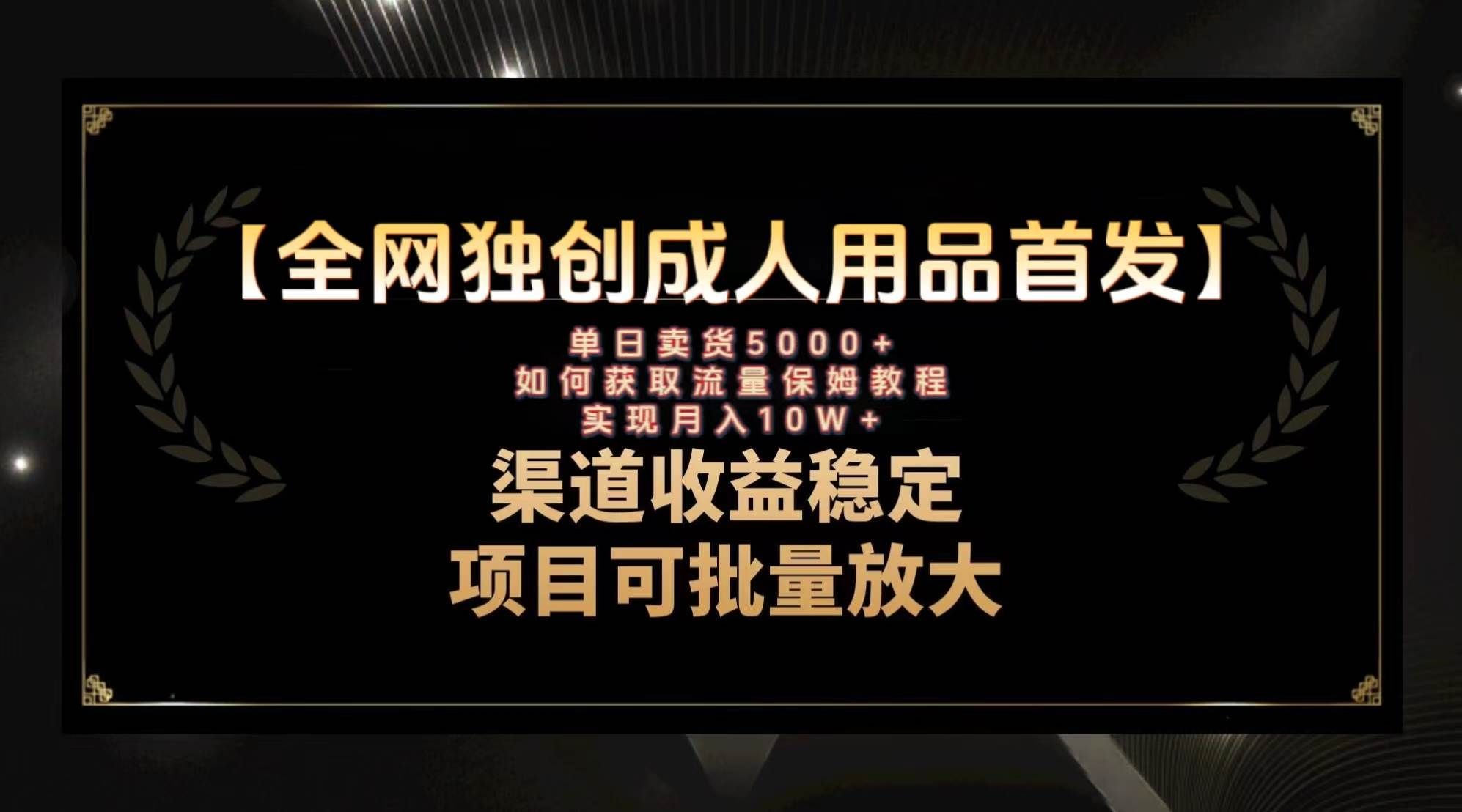 （8128期）最新全网独创首发，成人用品赛道引流获客，月入10w保姆级教程-问小徐资源库