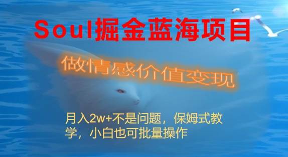 （8531期）Soul掘金蓝海项目细分赛道，做情感价值变现，月入2w+不是问题-问小徐资源库