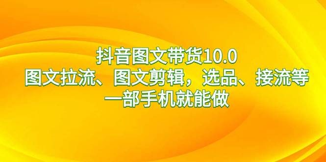 （8626期）抖音图文带货10.0，图文拉流、图文剪辑，选品、接流等，一部手机就能做-问小徐资源库