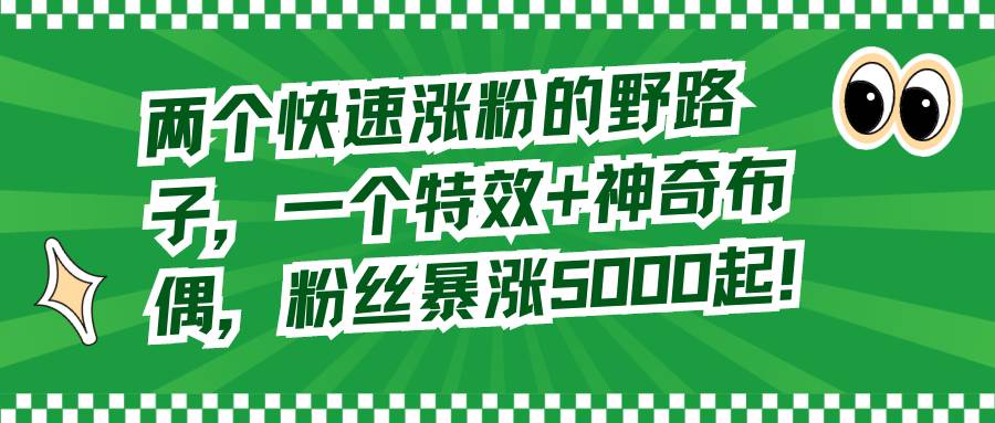 （8606期）两个快速涨粉的野路子，一个特效+神奇布偶，粉丝暴涨5000起！-问小徐资源库