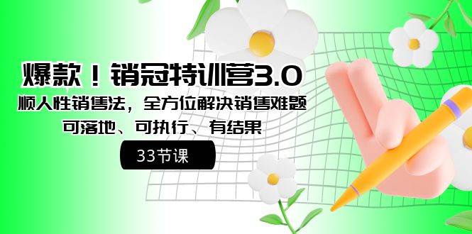 （8573期）爆款！销冠特训营3.0之顺人性销售法，全方位解决销售难题、可落地、可执…-问小徐资源库