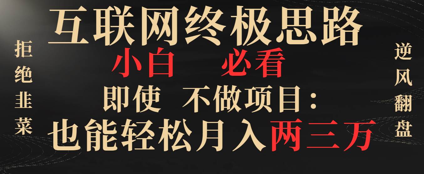 （8619期）互联网终极思路，小白必看，即使不做项目也能轻松月入两三万，拒绝韭菜…-问小徐资源库