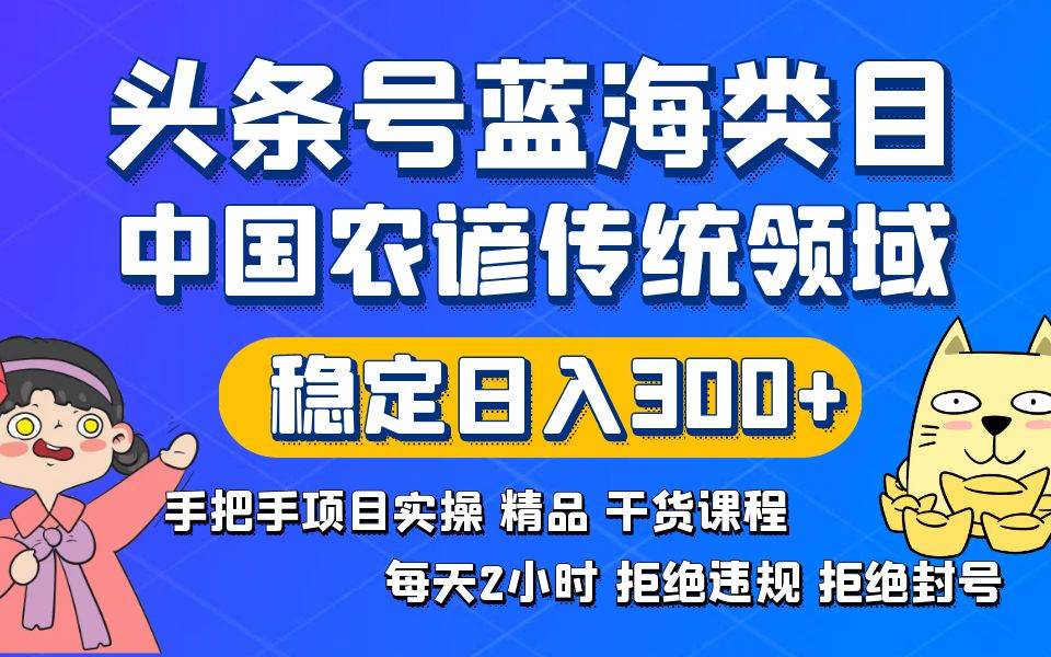 （8595期）头条号蓝海类目传统和农谚领域实操精品课程拒绝违规封号稳定日入300+-问小徐资源库