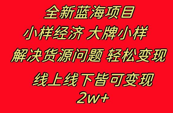 （8466期）全新蓝海项目 小样经济大牌小样 线上和线下都可变现 月入2W+-问小徐资源库