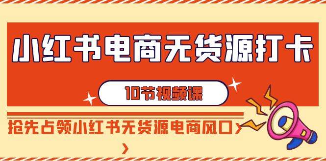 （9015期）小红书电商-无货源打卡，抢先占领小红书无货源电商风口（10节课）-问小徐资源库