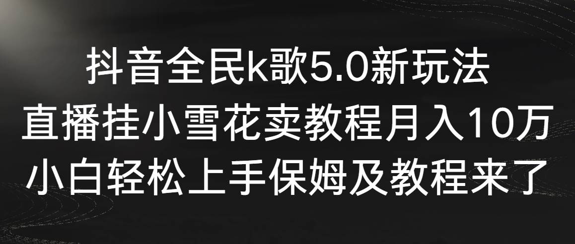 （9021期）抖音全民k歌5.0新玩法，直播挂小雪花卖教程月入10万，小白轻松上手，保…-问小徐资源库