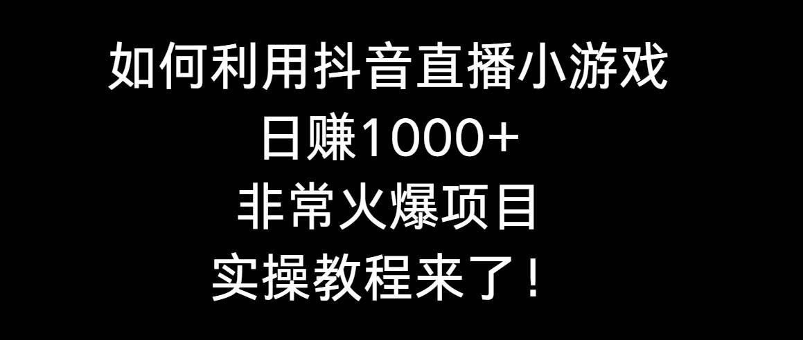 （8870期）如何利用抖音直播小游戏日赚1000+，非常火爆项目，实操教程来了！-问小徐资源库