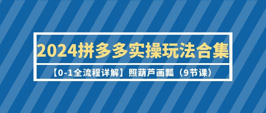 （9559期）2024拼多多实操玩法合集【0-1全流程详解】照葫芦画瓢（9节课）-问小徐资源库