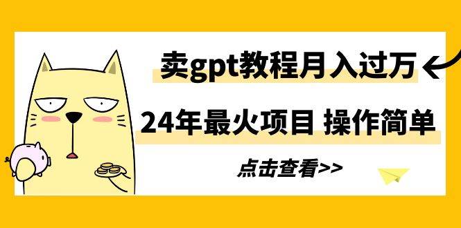 （9180期）24年最火项目，卖gpt教程月入过万，操作简单-问小徐资源库