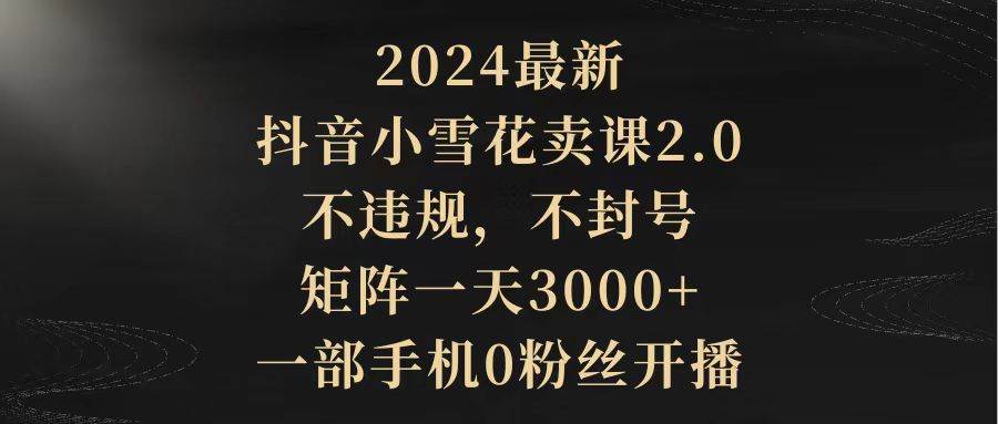 （9639期）2024最新抖音小雪花卖课2.0 不违规 不封号 矩阵一天3000+一部手机0粉丝开播-问小徐资源库