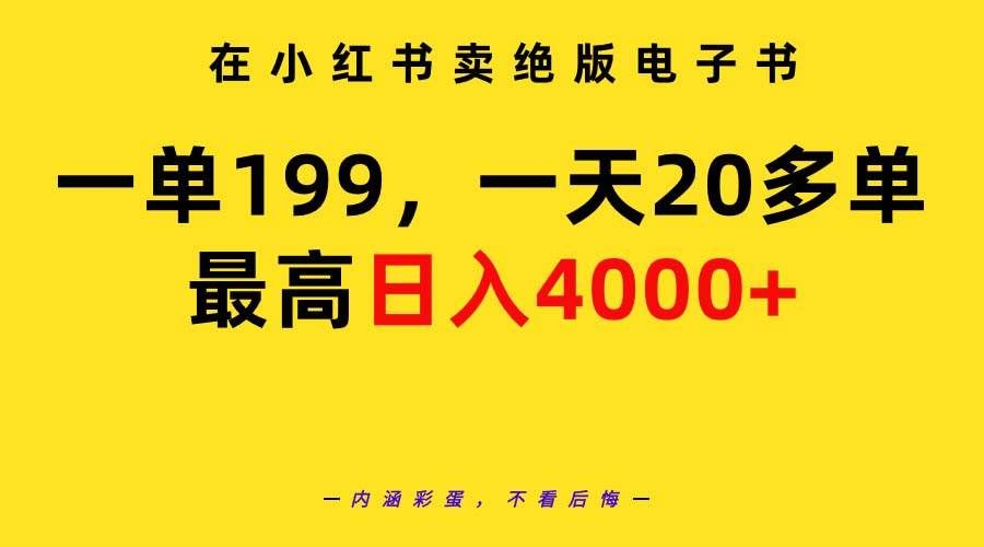 （9401期）在小红书卖绝版电子书，一单199 一天最多搞20多单，最高日入4000+教程+资料-问小徐资源库