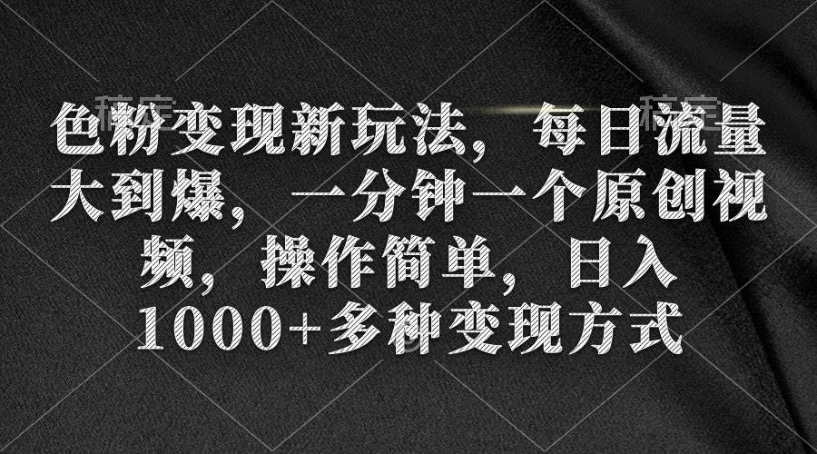 （9282期）色粉变现新玩法，每日流量大到爆，一分钟一个原创视频，操作简单，日入1…-问小徐资源库