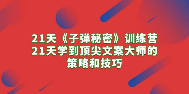（10210期）21天《子弹秘密》训练营，21天学到顶尖文案大师的策略和技巧-问小徐资源库