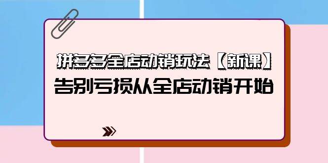 （9974期）拼多多全店动销玩法【新课】，告别亏损从全店动销开始（4节视频课）-问小徐资源库