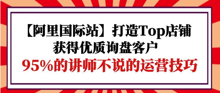 （9976期）【阿里国际站】打造Top店铺-获得优质询盘客户，95%的讲师不说的运营技巧-问小徐资源库