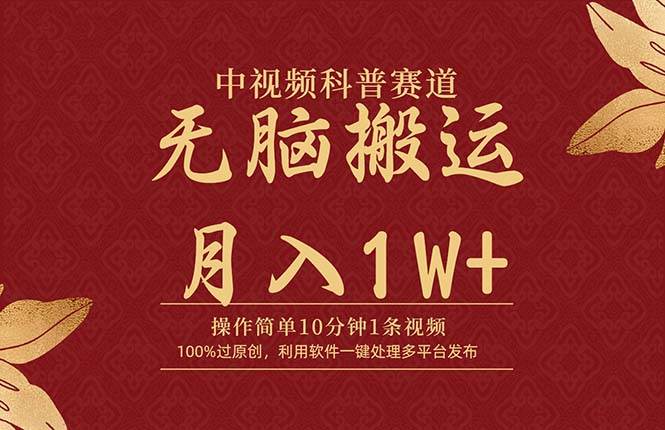 （9846期）中视频科普赛道，10分钟1条视频，条条爆款，100%过原创，无脑搬运月入1W+-问小徐资源库