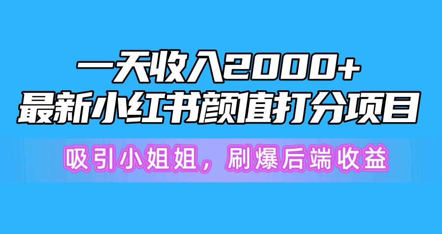 （10187期）一天收入2000+，最新小红书颜值打分项目，吸引小姐姐，刷爆后端收益-问小徐资源库