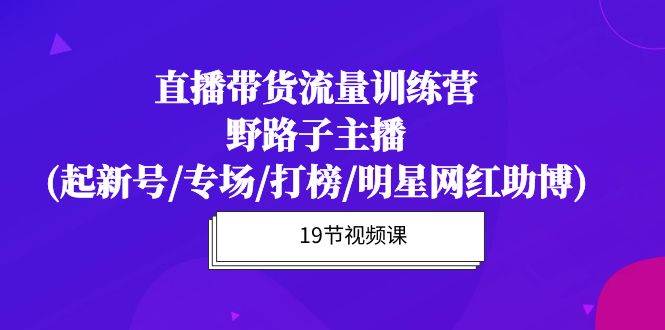 （10016期）直播带货流量特训营，野路子主播(起新号/专场/打榜/明星网红助博)19节课-问小徐资源库