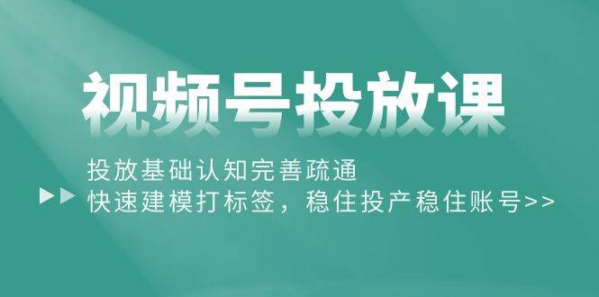 （10205期）视频号投放课：投放基础认知完善疏通，快速建模打标签，稳住投产稳住账号-问小徐资源库