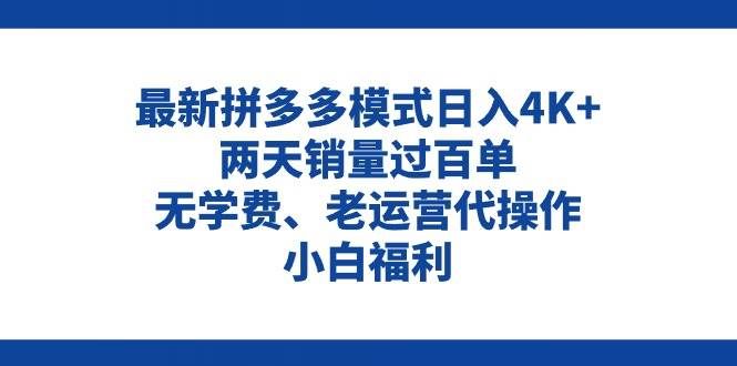 （11189期）拼多多最新模式日入4K+两天销量过百单，无学费、老运营代操作、小白福利-问小徐资源库