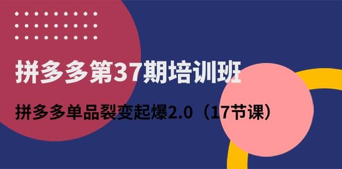 （10835期）拼多多第37期培训班：拼多多单品裂变起爆2.0（17节课）-问小徐资源库