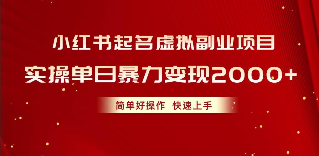 （10856期）小红书起名虚拟副业项目，实操单日暴力变现2000+，简单好操作，快速上手-问小徐资源库