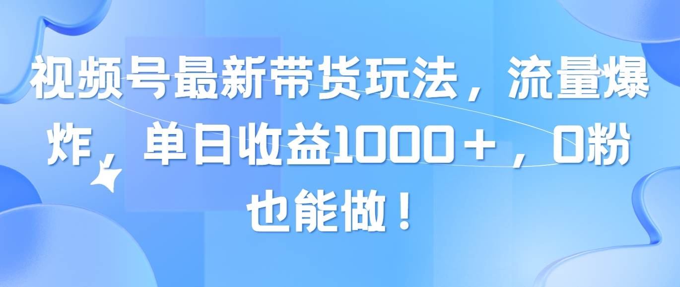 （10858期）视频号最新带货玩法，流量爆炸，单日收益1000＋，0粉也能做！-问小徐资源库