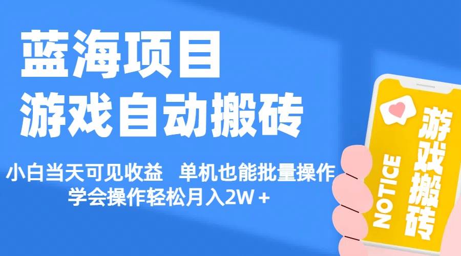 （11265期）【蓝海项目】游戏自动搬砖 小白当天可见收益 单机也能批量操作 学会操…-问小徐资源库