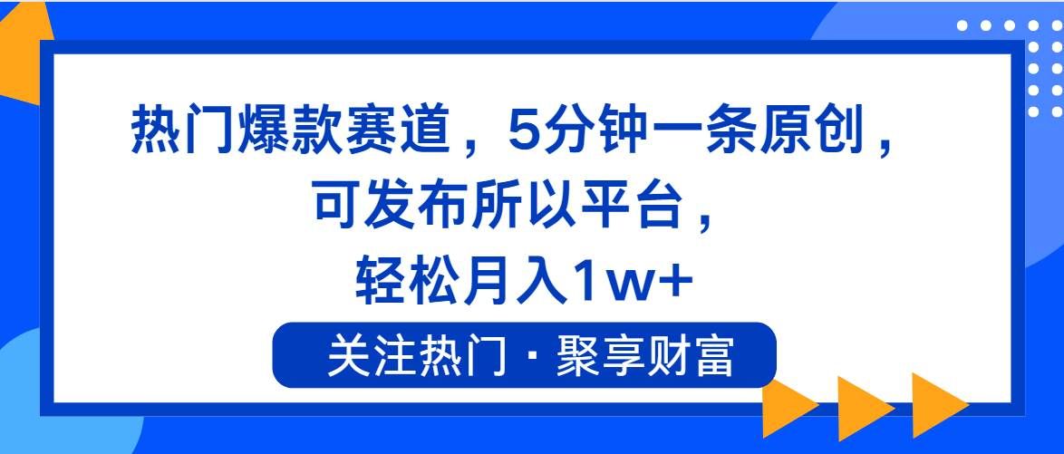 （11810期）热门爆款赛道，5分钟一条原创，可发布所以平台， 轻松月入1w+-问小徐资源库