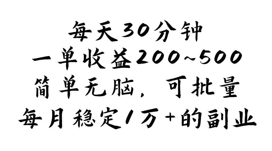 （11764期）每天30分钟，一单收益200~500，简单无脑，可批量放大，每月稳定1万+的…-问小徐资源库