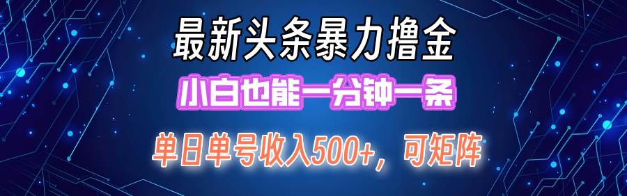 （12380期）最新暴力头条掘金日入500+，矩阵操作日入2000+ ，小白也能轻松上手！-问小徐资源库