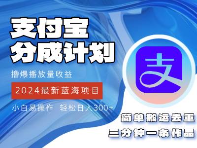（12058期）2024蓝海项目，支付宝分成计划项目，教你刷爆播放量收益，三分钟一条作…-问小徐资源库