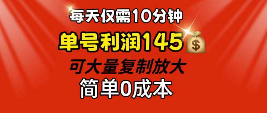 （12027期）每天仅需10分钟，单号利润145 可复制放大 简单0成本-问小徐资源库