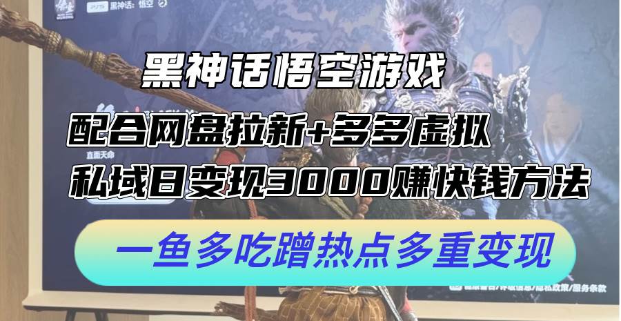 （12316期）黑神话悟空游戏配合网盘拉新+多多虚拟+私域日变现3000+赚快钱方法。…-问小徐资源库