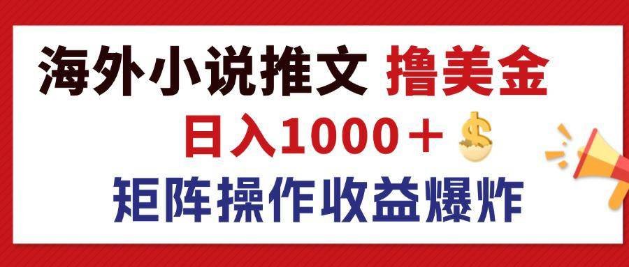 （12333期）最新海外小说推文撸美金，日入1000＋ 蓝海市场，矩阵放大收益爆炸-问小徐资源库