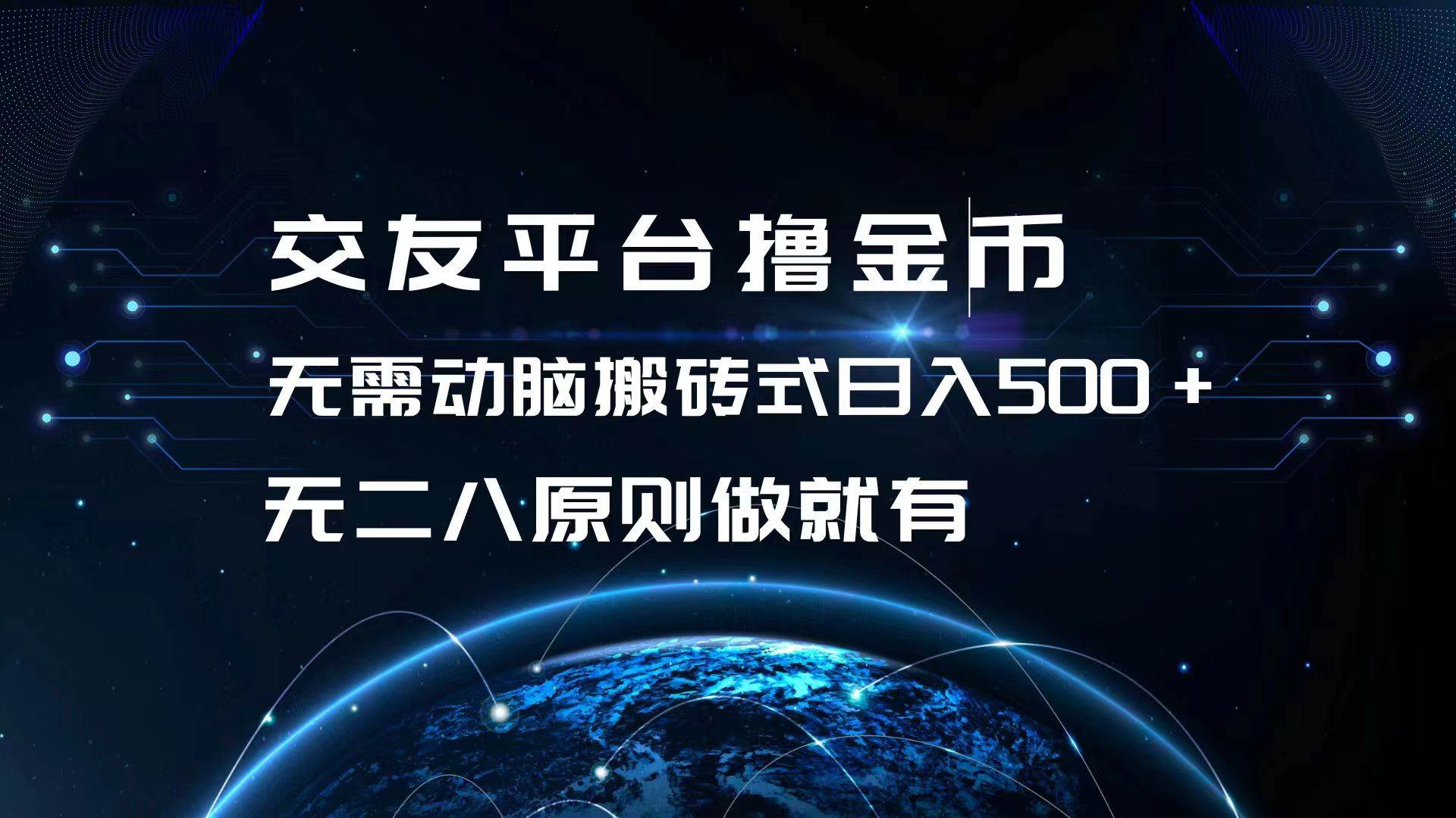（13091期）交友平台撸金币，无需动脑搬砖式日入500+，无二八原则做就有，可批量矩…-问小徐资源库