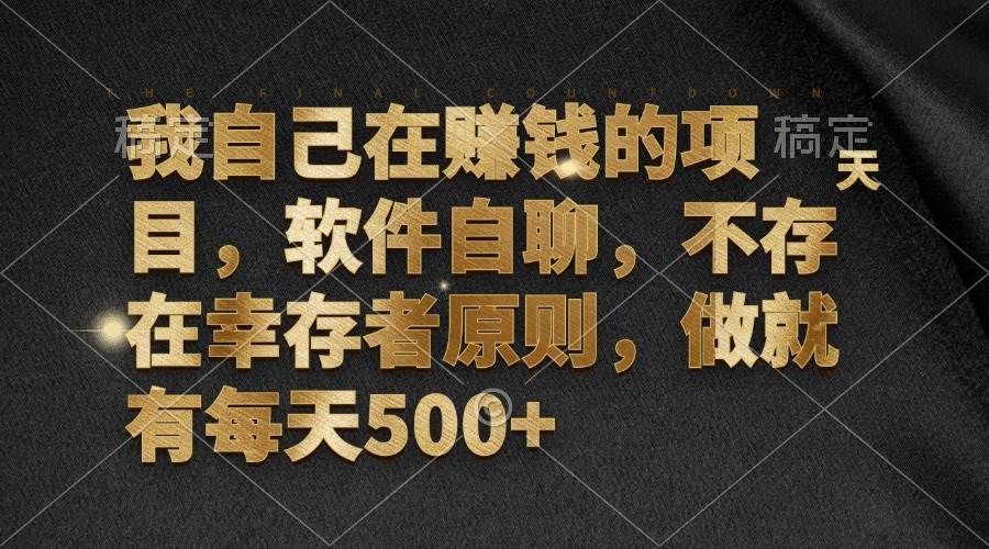 （12956期）我自己在赚钱的项目，软件自聊，不存在幸存者原则，做就有每天500+-问小徐资源库