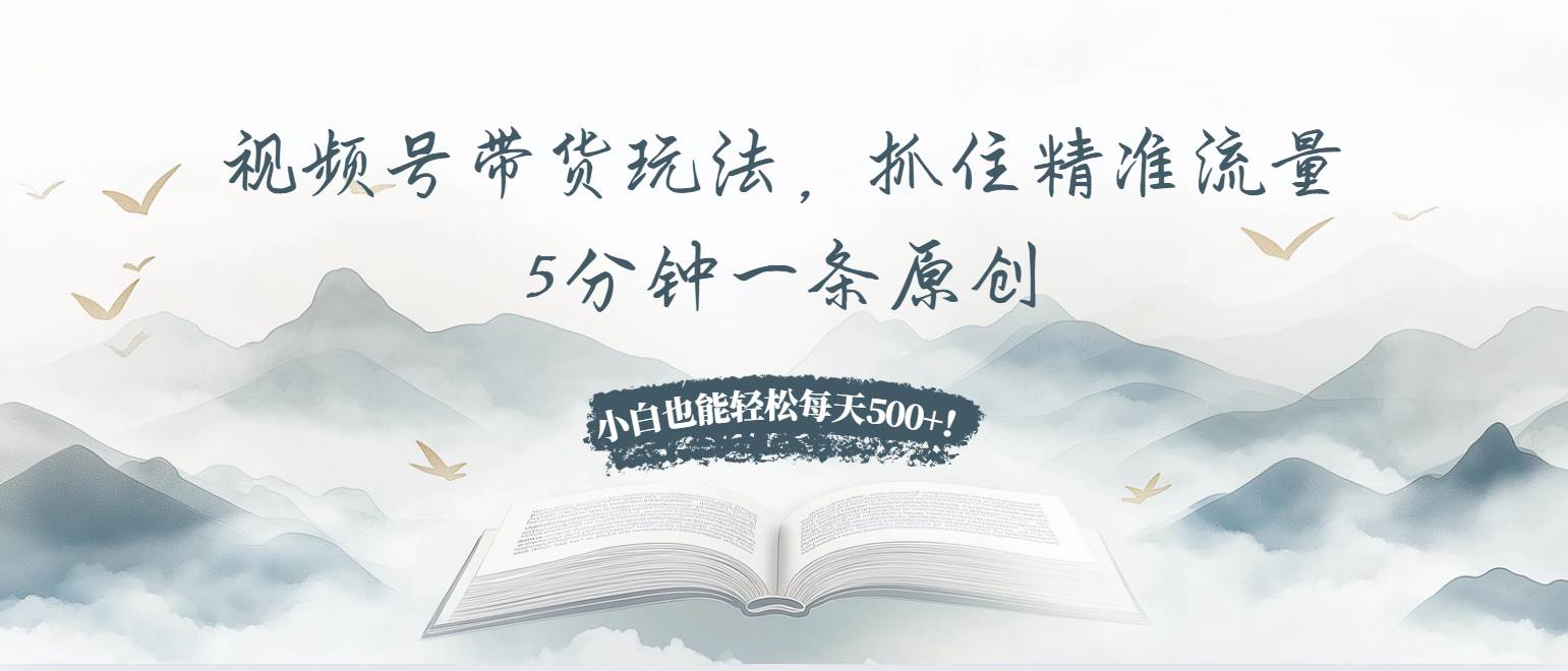 （13492期）视频号带货玩法，抓住精准流量，5分钟一条原创，小白也能轻松每天500+！-问小徐资源库