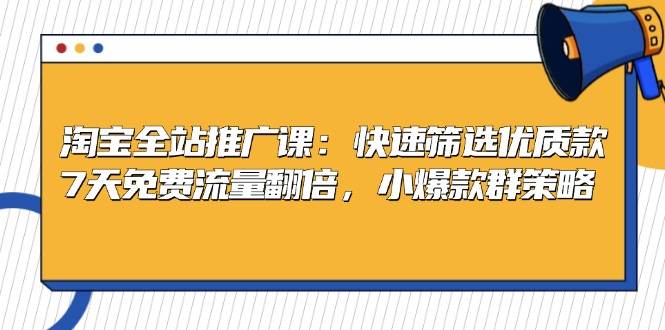 （13184期）淘宝全站推广课：快速筛选优质款，7天免费流量翻倍，小爆款群策略-问小徐资源库