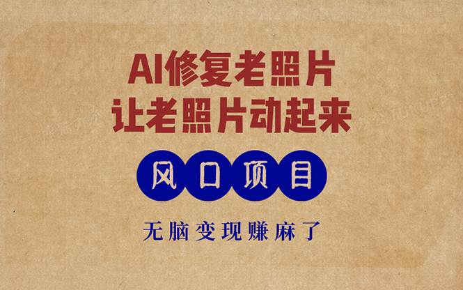 （13296期）最新风口项目，AI一键修复老照片，让老照片动起来，接单到手软，无脑变…-问小徐资源库