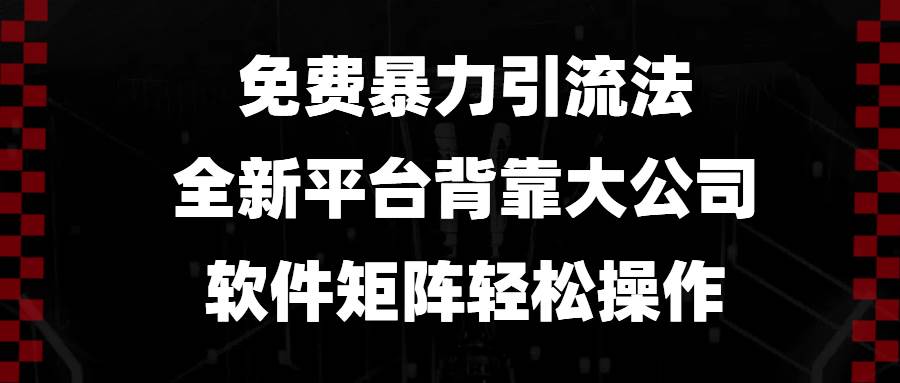 （13745期）免费暴力引流法，全新平台，背靠大公司，软件矩阵轻松操作-问小徐资源库