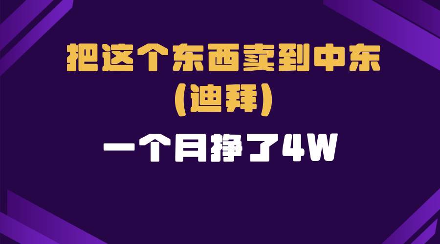 （13740期）跨境电商一个人在家把货卖到迪拜，暴力项目拆解-问小徐资源库