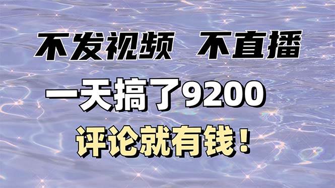 （14018期）不发作品不直播，评论就有钱，一条最高10块，一天搞了9200-问小徐资源库