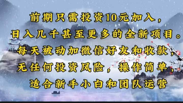 （14047期）前期只需投资10元加入，日入几千甚至更多的全新项目。每天被动加微信好…-问小徐资源库