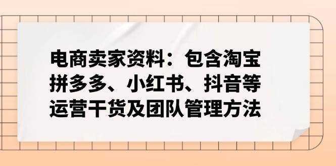 （14354期）电商卖家资料：包含淘宝、拼多多、小红书、抖音等运营干货及团队管理方法-问小徐资源库
