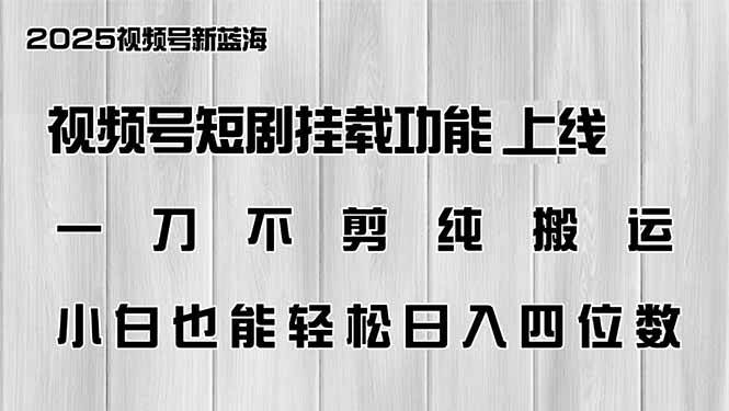 （14310期）视频号短剧挂载功能上线，一刀不剪纯搬运，小白也能轻松日入四位数-问小徐资源库