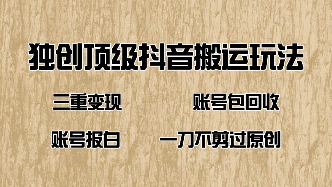（14187期）抖音短剧纯搬运玩法，三重变现，账号包回收，账号报白一刀不剪过原创-问小徐资源库